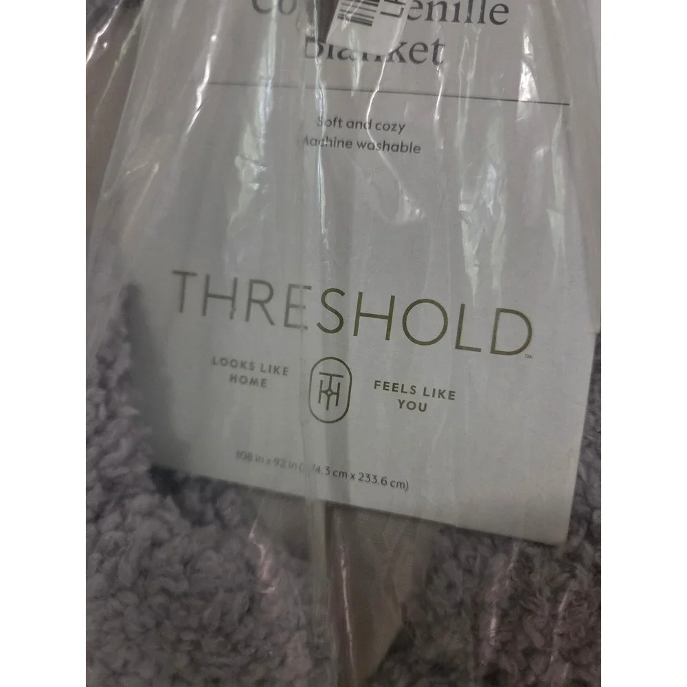Threshold Cozy Chenille Blanket Gray King 108x92 Soft Warm Bedding